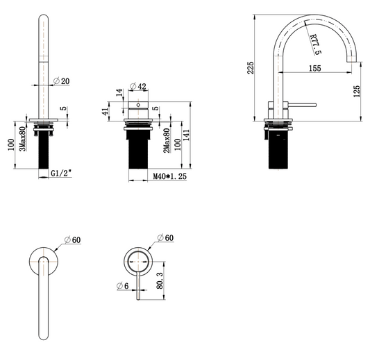 Mica Gooseneck Hob Basin Mixer Set – French Gold