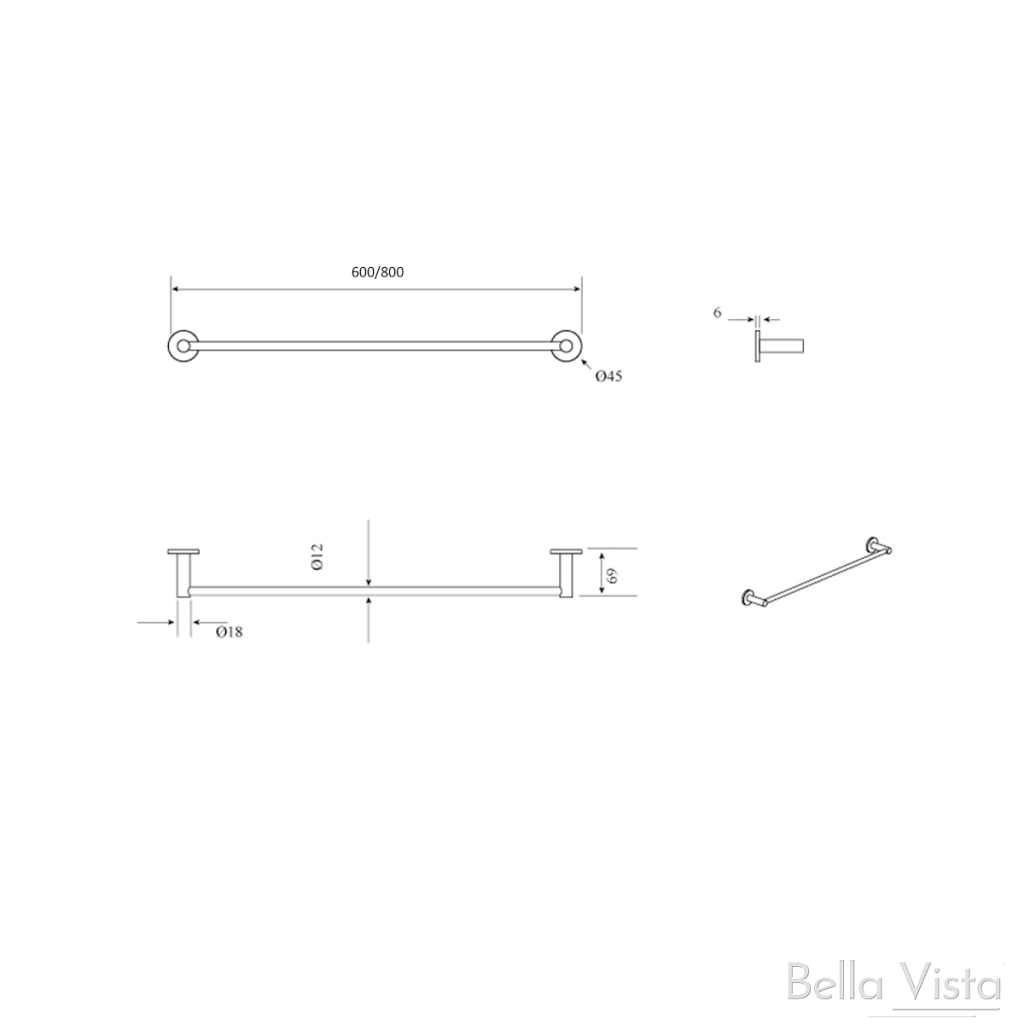 Mica Single Towel Rail 800 – Dusk Bronze