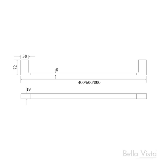 Milos Single Towel Rail 800 – Black