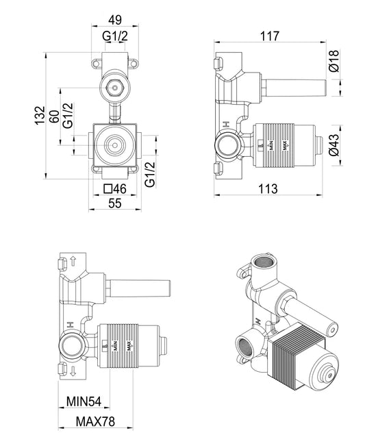 Beki Shower Mixer Diverter - BODY