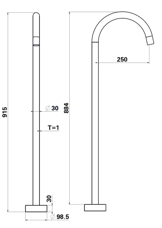 Mica Freestanding Bath Spout – French Gold