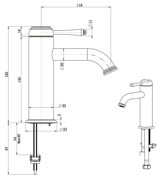 Mica Heritage Basin Mixer – Black