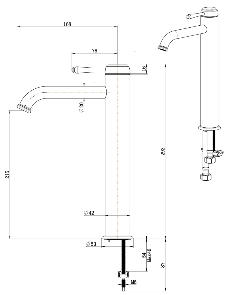 Mica Heritage Tall Basin Mixer – French Gold