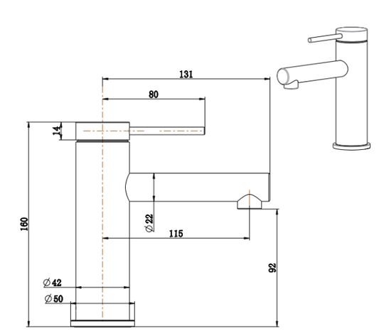 Mica Basin Mixer Straight – Black