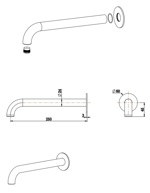 Mica Heritage Bath/Basin Spout - 160/220/250mm - Multiple Colours – Dusk Bronze