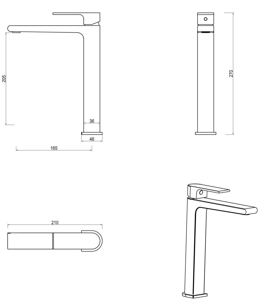 Beki Tall Basin Mixer – Gunmetal