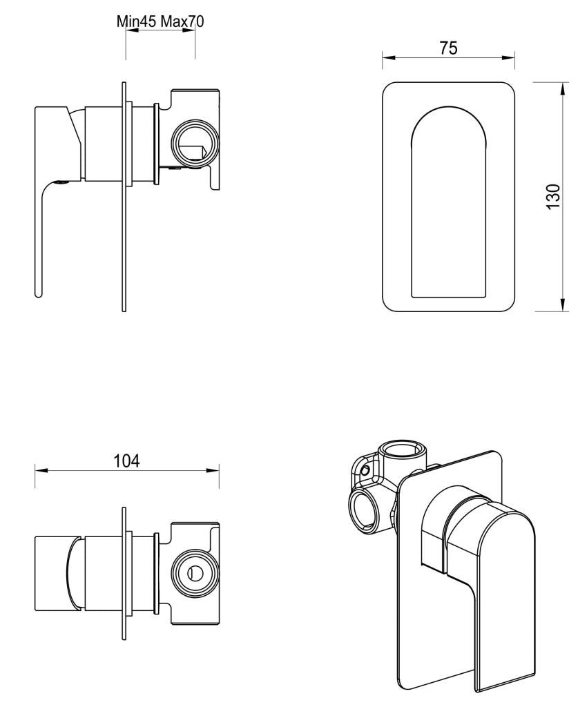 Beki Shower Mixer - Square Plate - TRIM KIT ONLY – Chrome