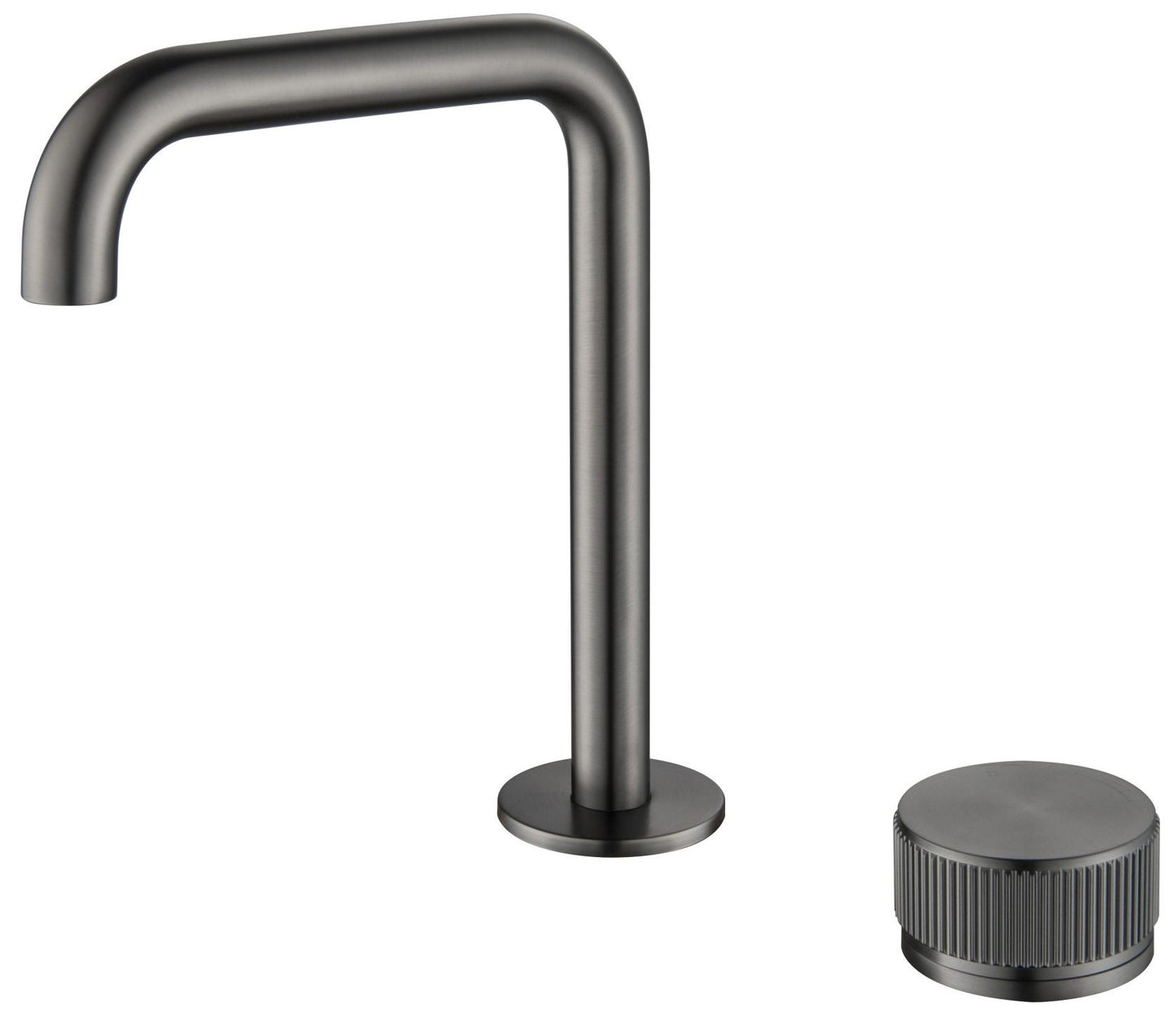 Mica Fluted Soft-Square Hob Basin Mixer Set – Gunmetal