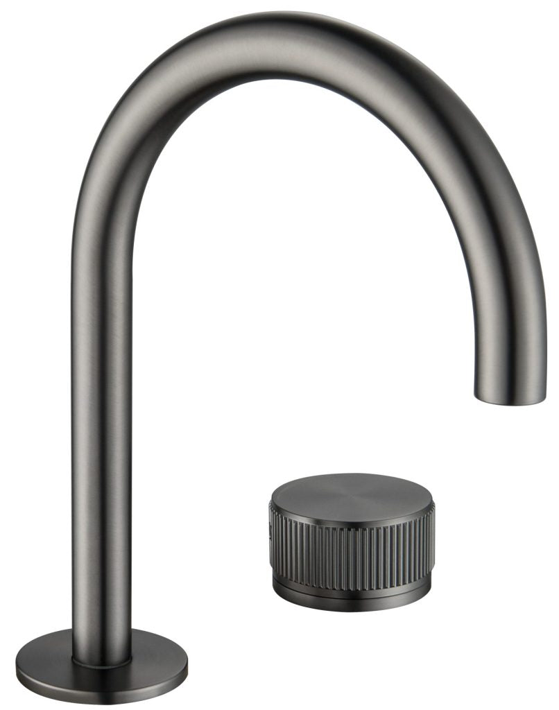 Mica Fluted Soft-Square Hob Basin Mixer Set – Gunmetal