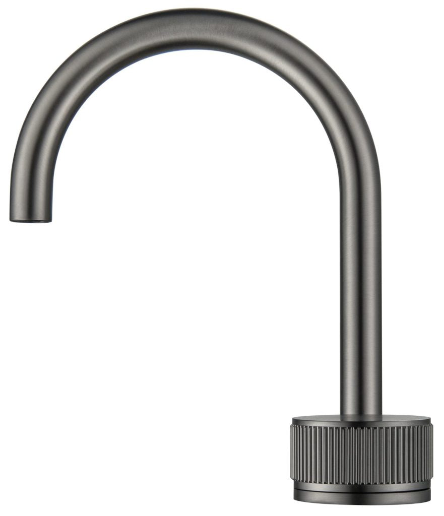 Mica Fluted Soft-Square Hob Basin Mixer Set – Gunmetal