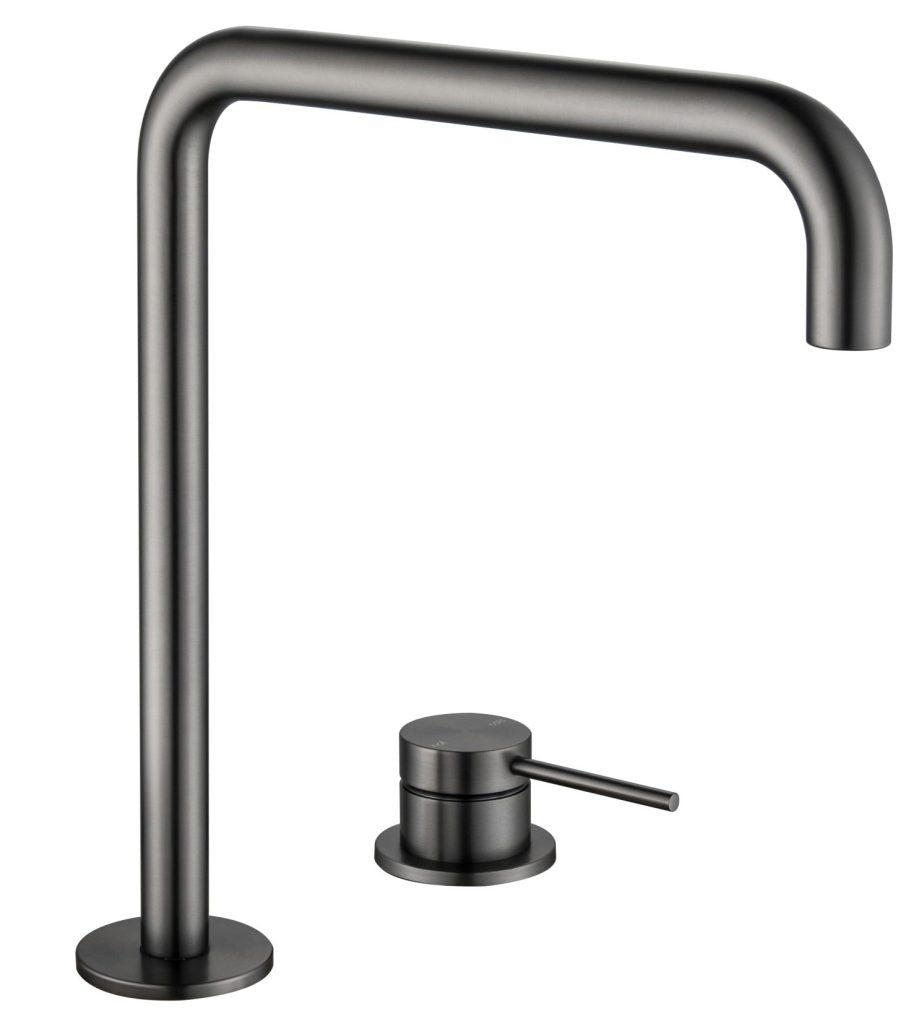 Mica Soft-Square Hob Sink/Basin Mixer Set – Gunmetal