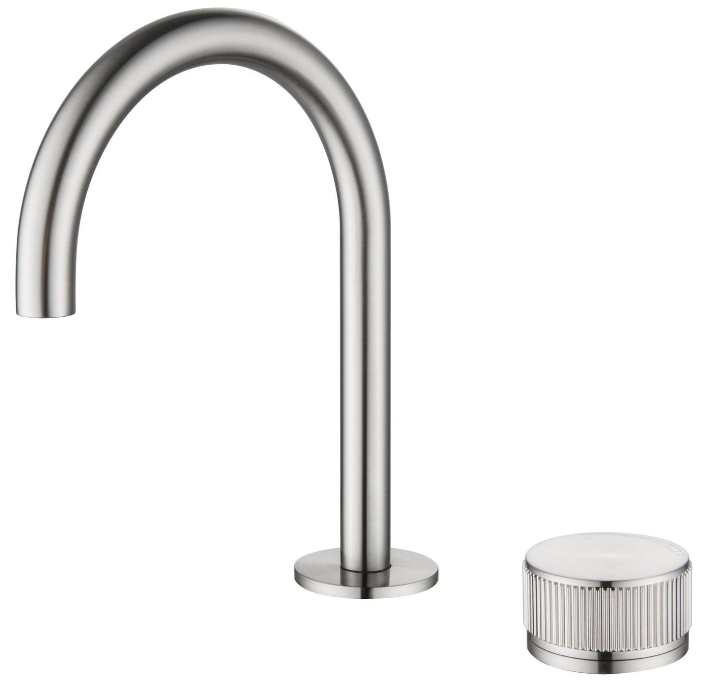 Mica Fluted Gooseneck Hob Basin Mixer Set – Brushed Nickel