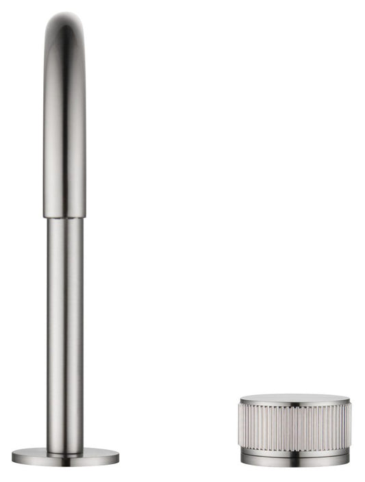 Mica Fluted Gooseneck Hob Basin Mixer Set – Brushed Nickel