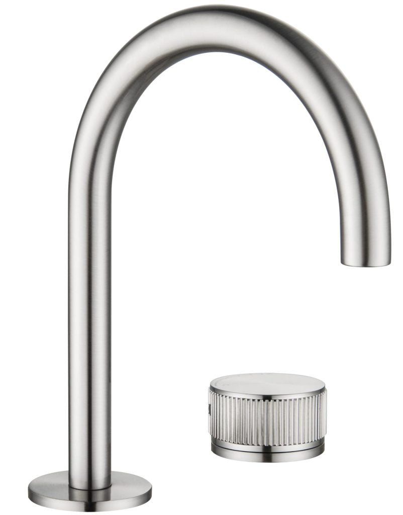Mica Fluted Soft-Square Hob Basin Mixer Set – Brushed Nickel