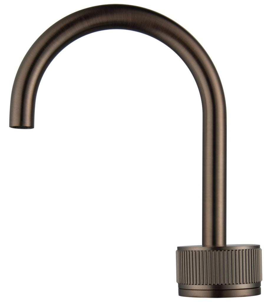 Mica Fluted Soft-Square Hob Basin Mixer Set – Dusk Bronze