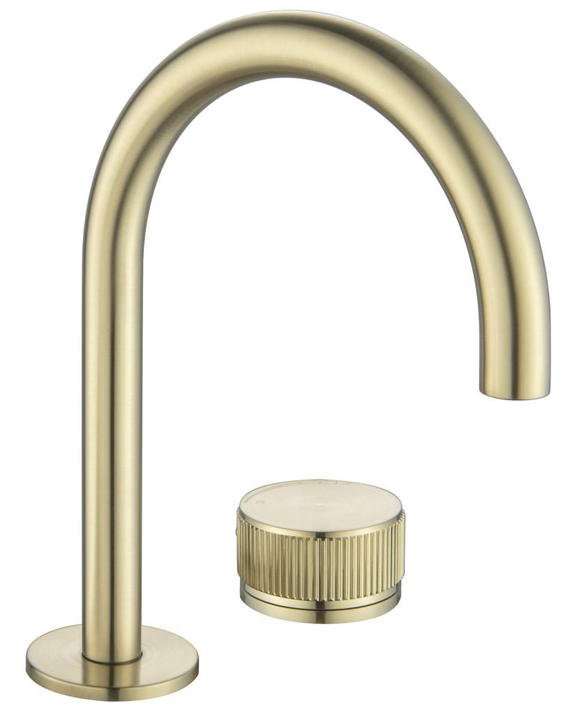 Mica Fluted Soft-Square Hob Basin Mixer Set – French Gold