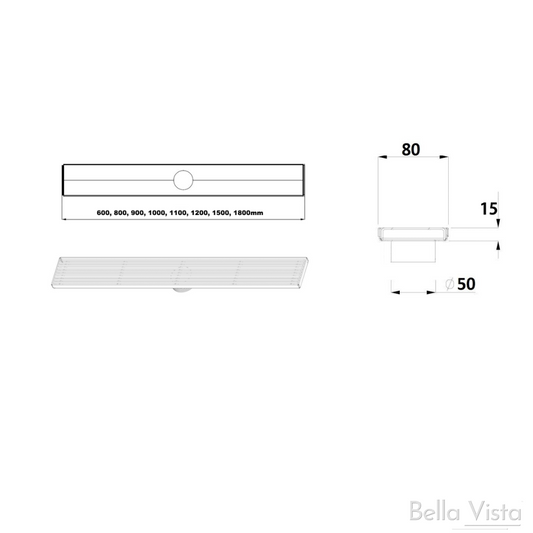 Builders Shower Grate Black & Stainless 800 – Black