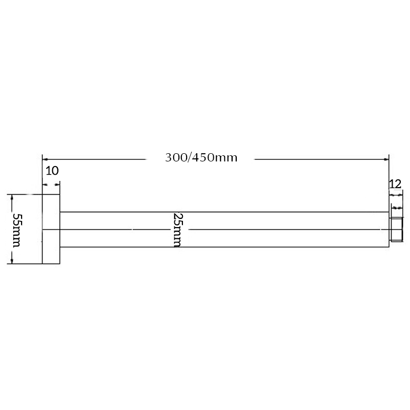 Cresta Ceiling Arm - 300/450mm – Brushed Nickel
