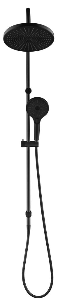 Mica Fluted Gooseneck Dual Shower Rail – Black