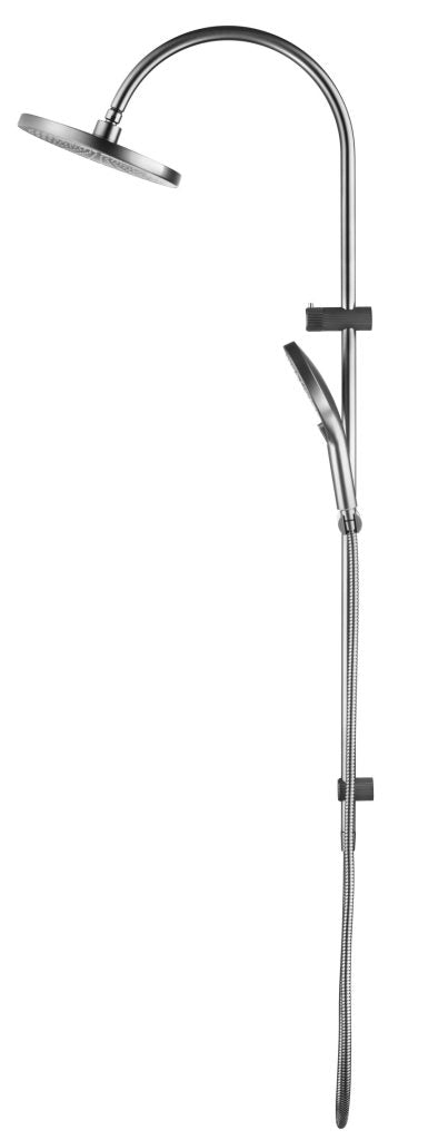 Mica Fluted Gooseneck Dual Shower Rail – Brushed Nickel