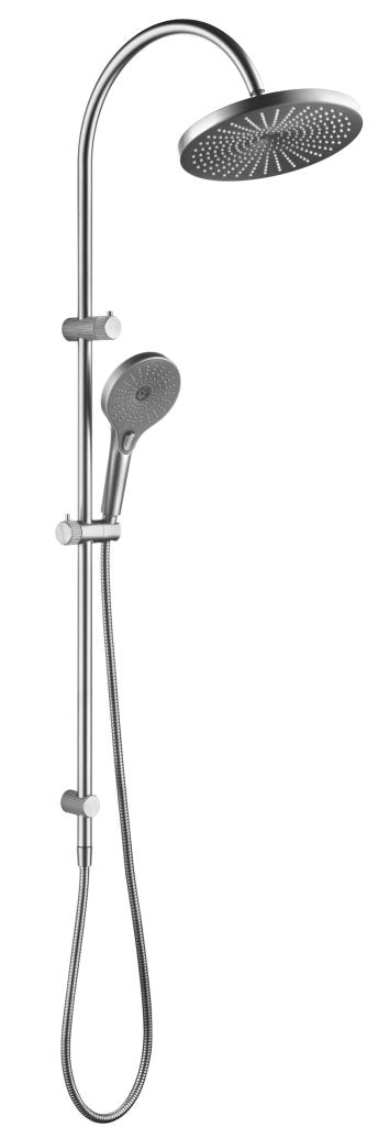 Mica Fluted Gooseneck Dual Shower Rail – Brushed Nickel