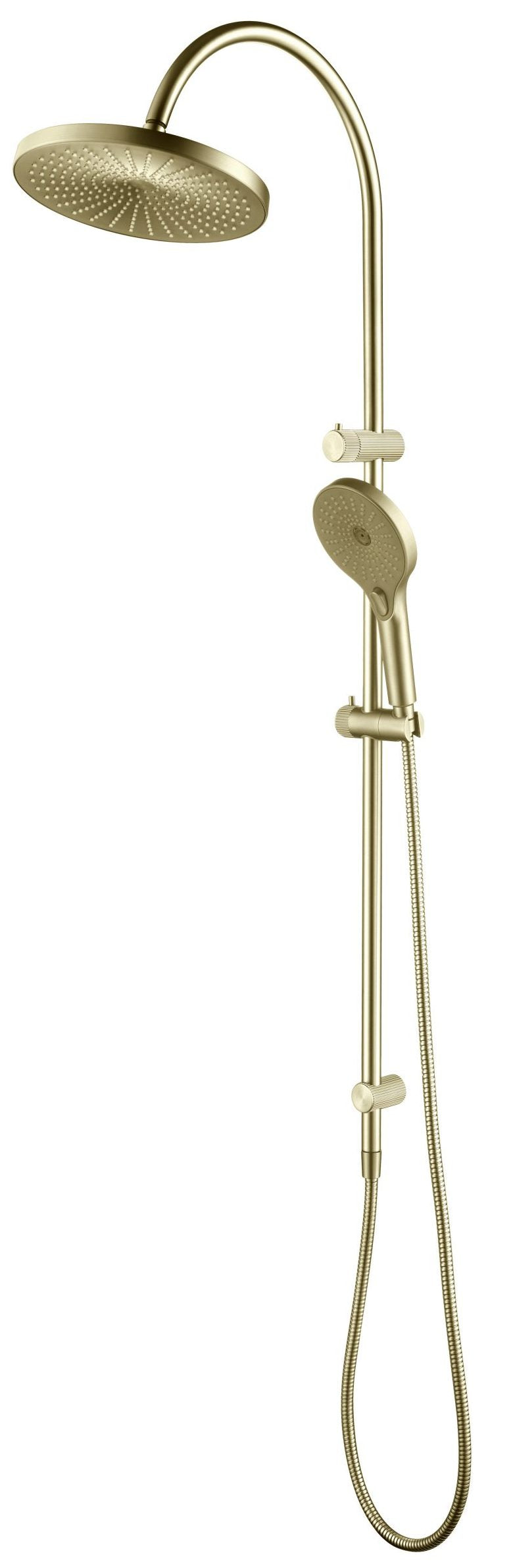 Mica Fluted Gooseneck Dual Shower Rail – French Gold