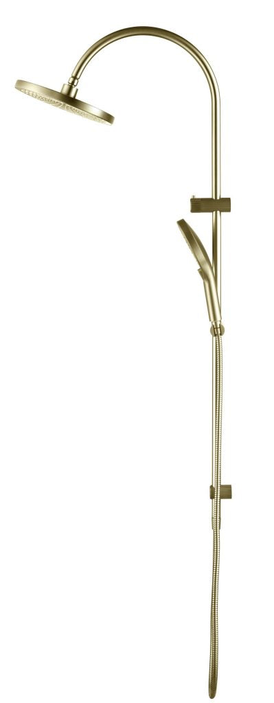 Mica Fluted Gooseneck Dual Shower Rail – French Gold