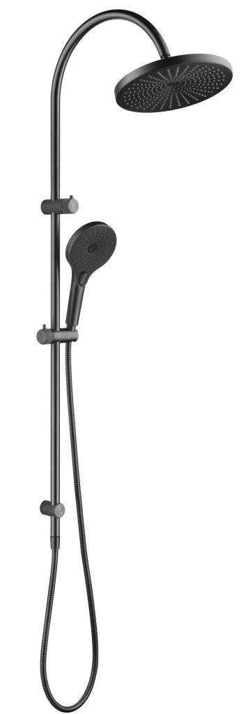 Mica Fluted Gooseneck Dual Shower Rail – Gunmetal