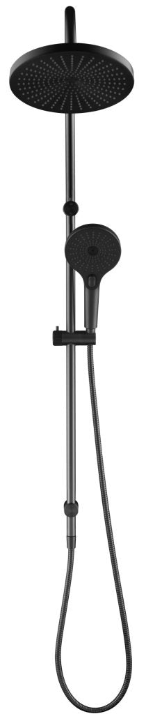 Mica Fluted Gooseneck Dual Shower Rail – Gunmetal