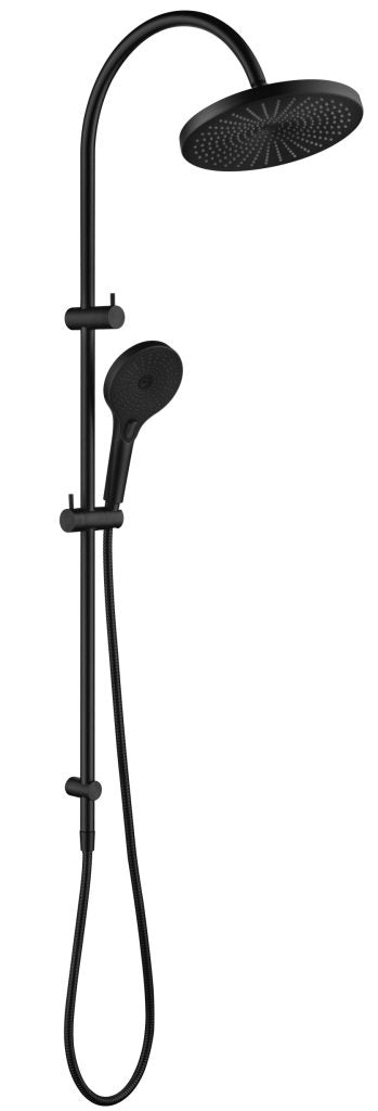 Mica Gooseneck Dual Shower Rail – Black