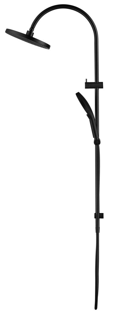 Mica Gooseneck Dual Shower Rail – Black