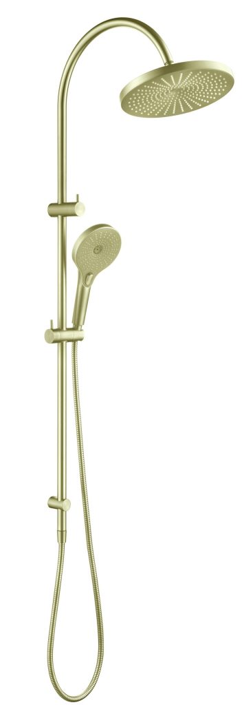 Mica Gooseneck Dual Shower Rail – French Gold