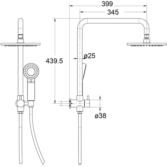 Mica Half-Rail Shower – Black