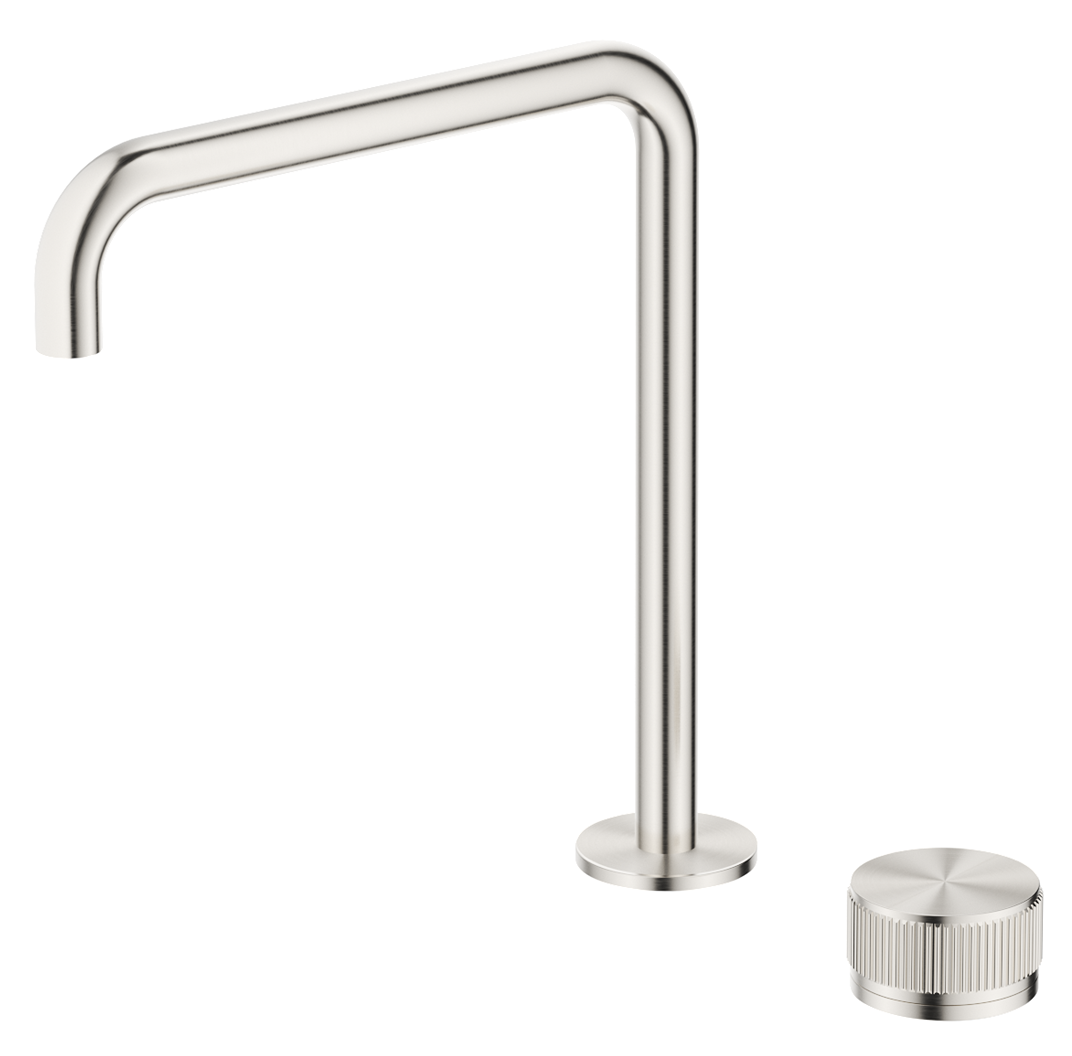 Mica Fluted Soft-Square Hob Sink/Basin Mixer Set – Brushed Nickel