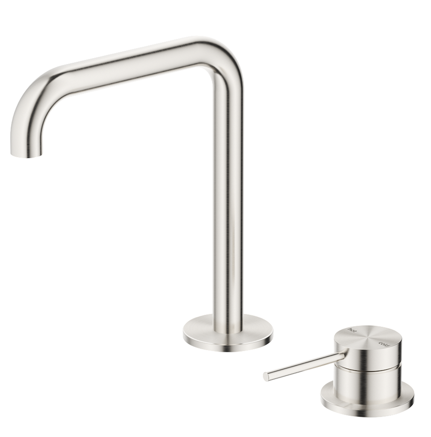 Mica Soft-Square Hob Basin Mixer Set – Brushed Nickel