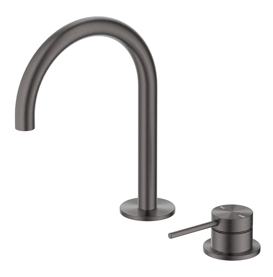 Mica Gooseneck Hob Basin Mixer Set – Gunmetal