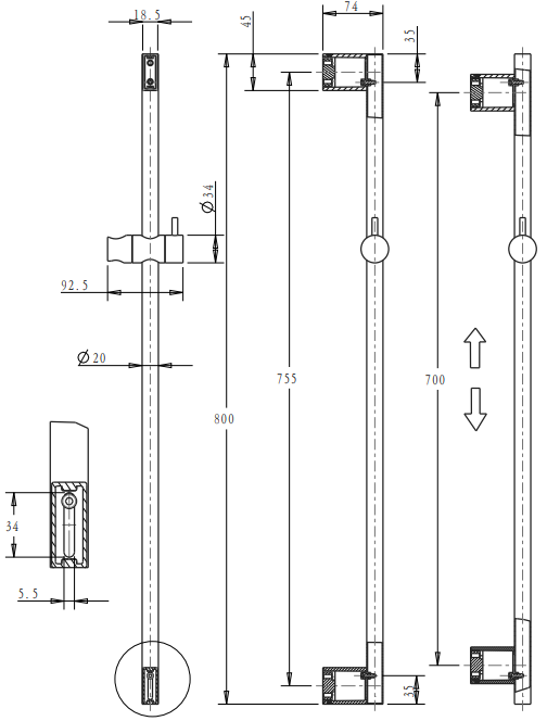 Mica Shower Rail – French Gold