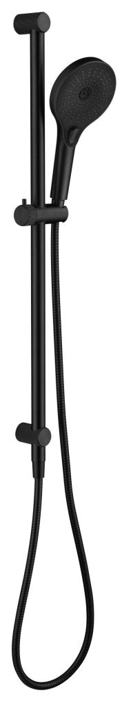 Mica Fluted Shower Rail - Inbuilt Inlet – Black