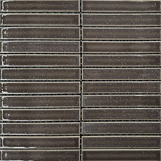 Sabi Finger Mosaic Charcoal Glazed Gloss 30x30 2.2x14.7
