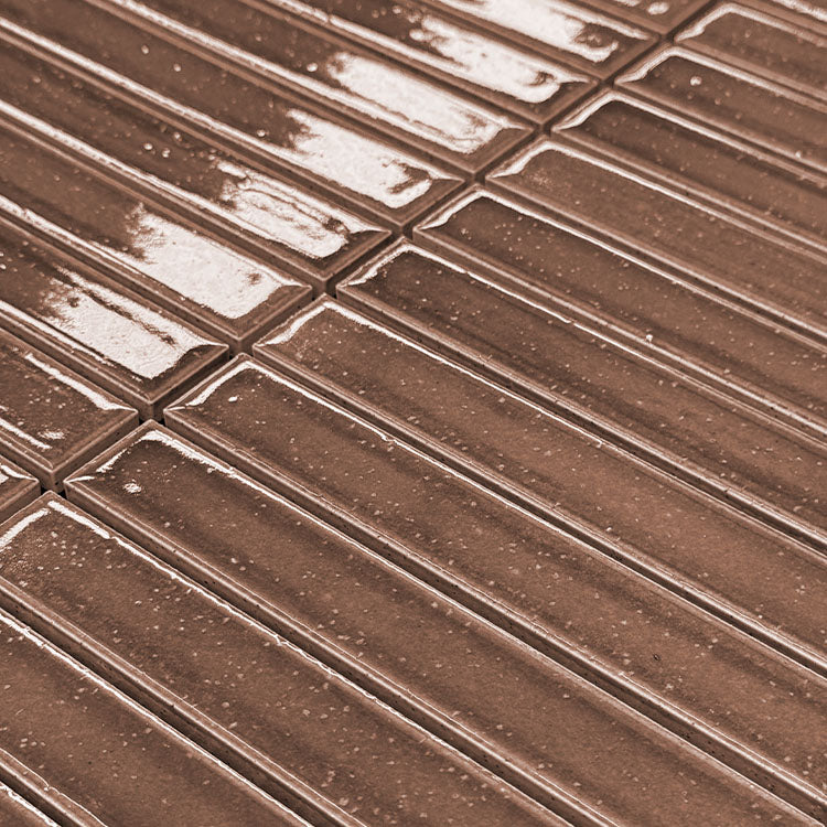 Wabisabi Finger Mosaic Rust Glazed Gloss 2.2×14.7