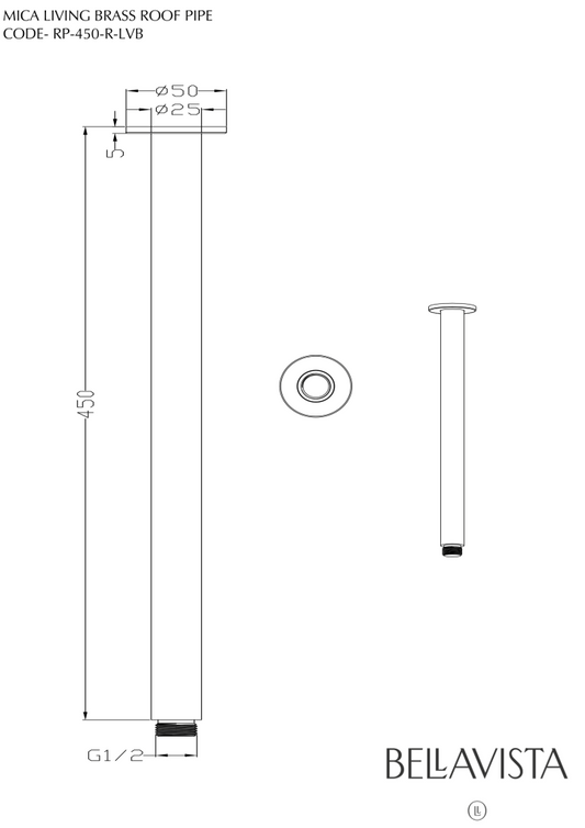LVB Mica Ceiling Arm - 300/450mm – Living Brass