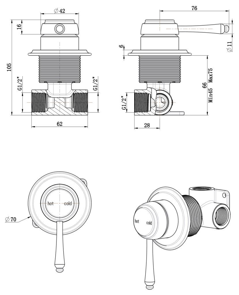 Mica Heritage Shower Mixer - TRIM KIT ONLY – Chrome