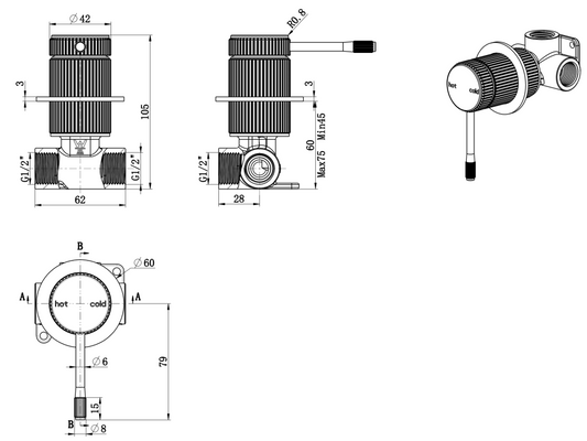Mica Fluted Shower Mixer – French Gold