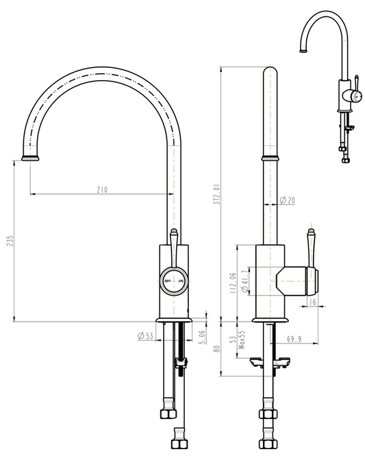 Mica Heritage Gooseneck Sink Mixer – Brushed Nickel