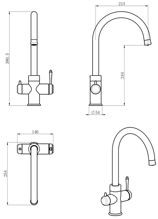 Mica Heritage 3-Way Filter Sink Mixer – Chrome