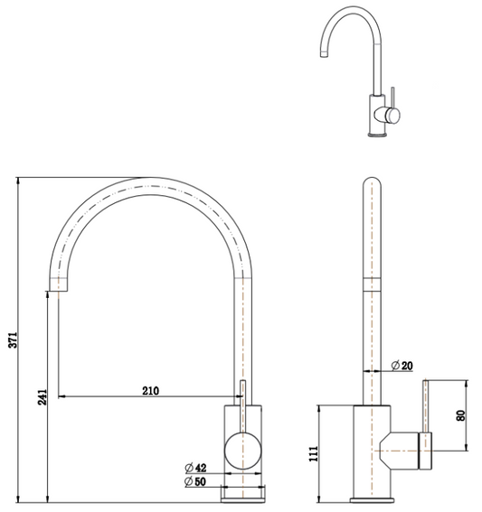 Mica Gooseneck Sink Mixer – Dusk Bronze