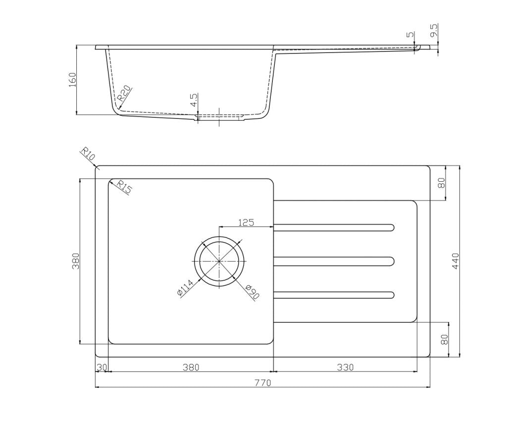 Fomos Sink 770 x 440mm – Black
