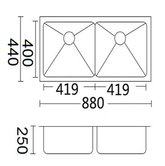 Luminare Sink 880 x 440mm – Double Bowl