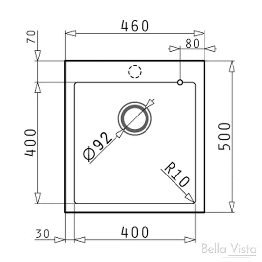 Pradus Sink 460 x 500mm - Graphite Carbon
