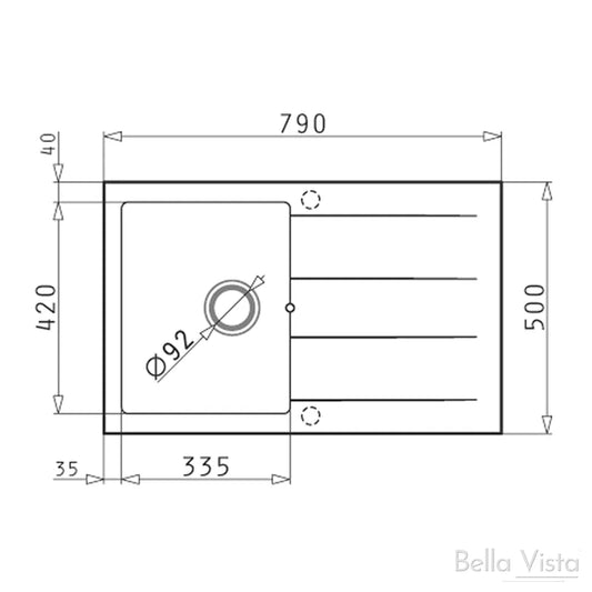 Pradus Sink 790 x 500mm - Graphite Carbon